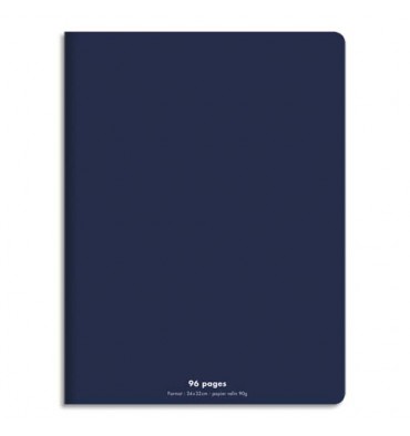 NEUTRE Cahier piqûre 96 pages Seyès 24 x 32 cm. Couverture polypro bleu marine