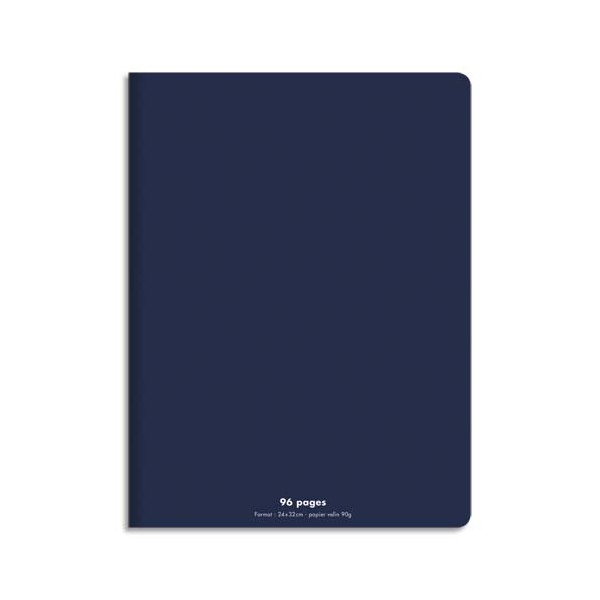 NEUTRE Cahier piqûre 96 pages Seyès 24 x 32 cm. Couverture polypro bleu marine