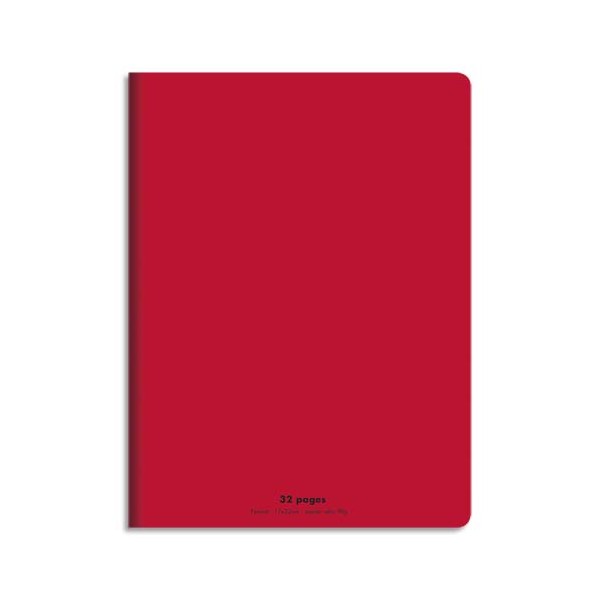 CONQUERANT Cahier piqûre 17x22cm 32 pages 90g, Séyès. Couverture polypropylène Rouge