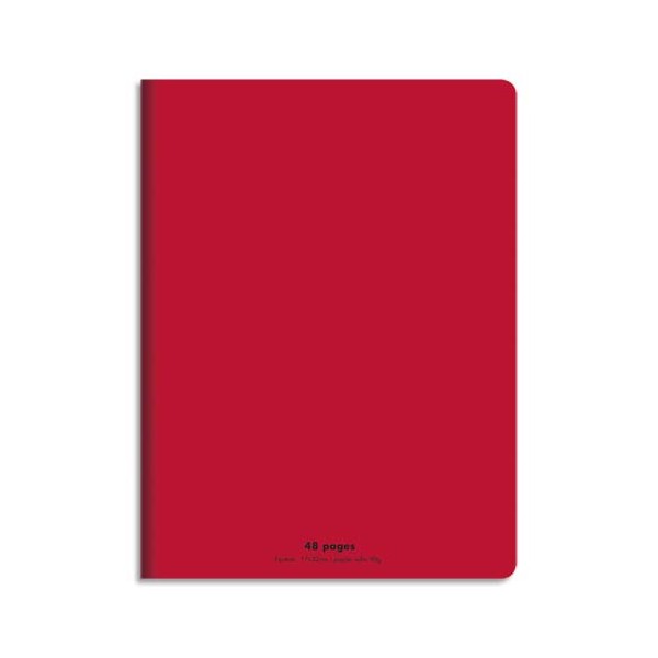 CONQUERANTCahier piqûre 17x22cm 48 pages 90g, Séyès. Couverture polypropylène Rouge