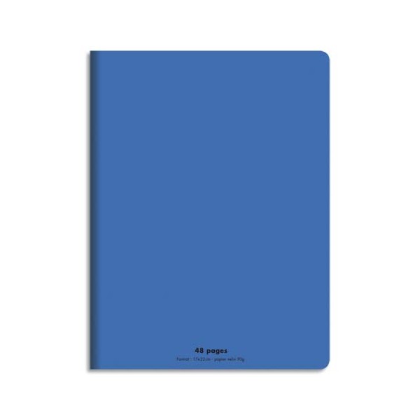 CONQUERANT Cahier piqûre 17x22cm 48 pages 90g, Séyès. Couverture polypropylène Bleu
