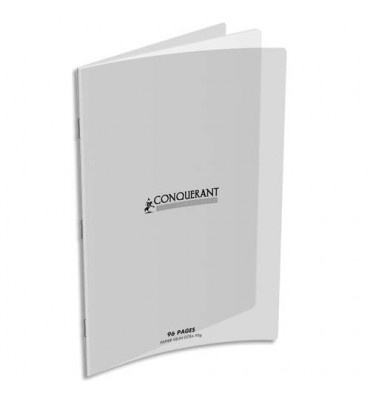 CONQUERANT Cahier de maternelle 24 x 32 cm piqûre 96 pages unies (dessin blanc) couverture polypropylène incolore