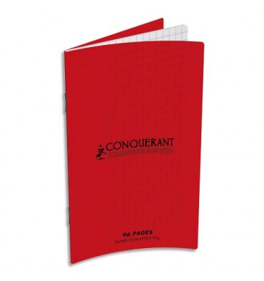 CONQUERANT BY HAMELIN Carnet C9 90g, 9 x 14 cm, 96 pages quadrillées 5x5, agrafé, couverture polypropylène rouge