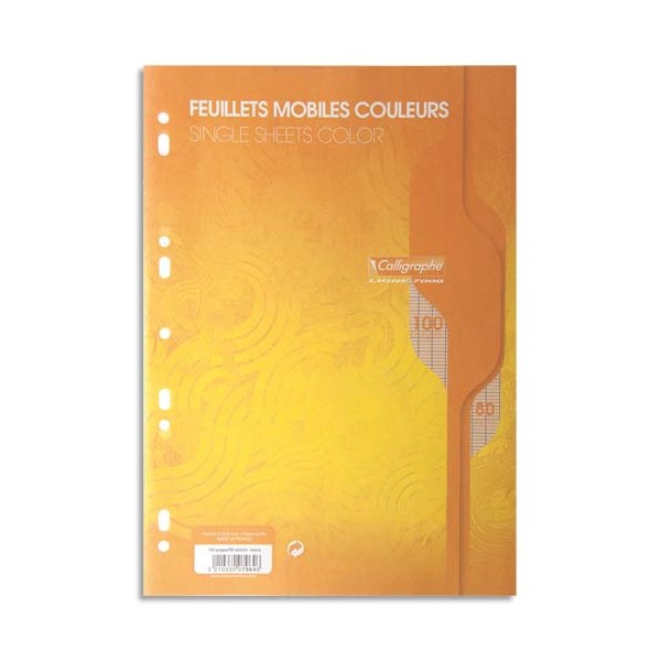 CALLIGRAPHE 100 feuilles mobiles jaune perforées 9 trous 80g grands carreaux format A4