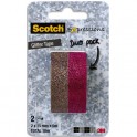 SCOTCH Blister de Glitter Tape de 2 Rubans Expression (Masking Tape) pailleté rose & multicolore 15 mm x 5 m