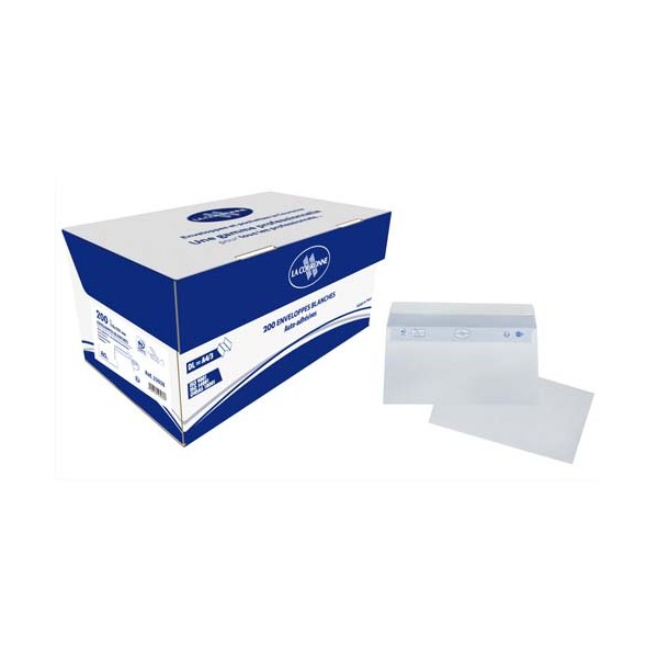 BONG Boîte de 200 enveloppes auto-adhésives DL 110 x 220 mm blanc 80g