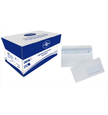 BONG Boîte de 200 enveloppes auto-adhésives DL 110 x 220 mm fenêtre 45 x 100 mm blanc 80g