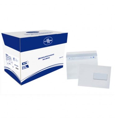 BONG Boîte de 200 enveloppes auto-adhésives C5 162 x 229 mm blanc 80g fenêtre 45 x 100 mm
