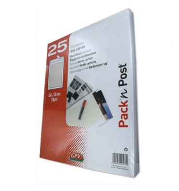 GPV Paquet de 25 pochettes vélin blanc dos carton format 24 120g auto-adhésives