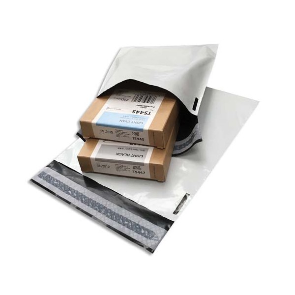 BONG Boîte de 100 pochettes en polyéthylène opaque blanches indéchirables 60 microns format 19 x 25 cm