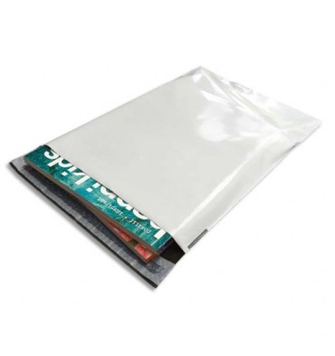 BONG Boîte de 100 pochettes en polyéthylène opaque blanches indéchirables 60 microns format 24 x 32,5 cm