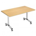 SODEMATUB Table mobile à plateau basculant rectangulaire hêtre aluminium - L140 x H74 x P80 cm