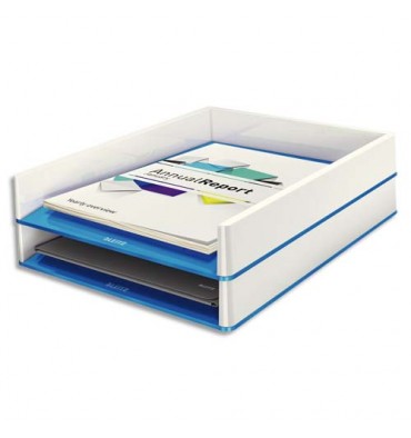 LEITZ Corbeille à courrier Dual blanc / Bleu métallisé - 26,7 x 4,9 x 33,6 cm