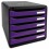 EXACOMPTA Module de classement 5 tiroirs. Coloris noir/violet glossy - 27,8 x 26,7 x 34,7 cm