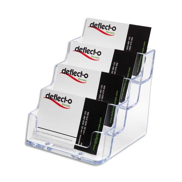 DEFLECTO Porte-cartes de visite 1x4 compartiments transparent 9,6  x 9,5 x 11,3 cm