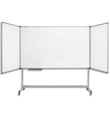 BI-OFFICE Tableau blanc émaillé, cadre aluminium. Porte-marqueur coulissant repositionnable - 120 x 240 cm