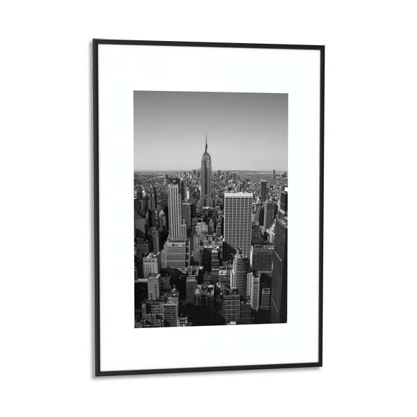 PAPERFLOW Cadre photo contour aluminium coloris noir, plaque en plexiglas. Format 60 x 80 cm