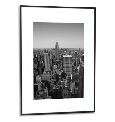 PAPERFLOW Cadre photo contour aluminium coloris noir, plaque en plexiglas. Format 42 x 59 cm