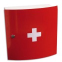 LABORATOIRES ESCULAPE armoire à pharmacie à 1 porte, design. Coloris rouge L32 x H32 x P15 cm