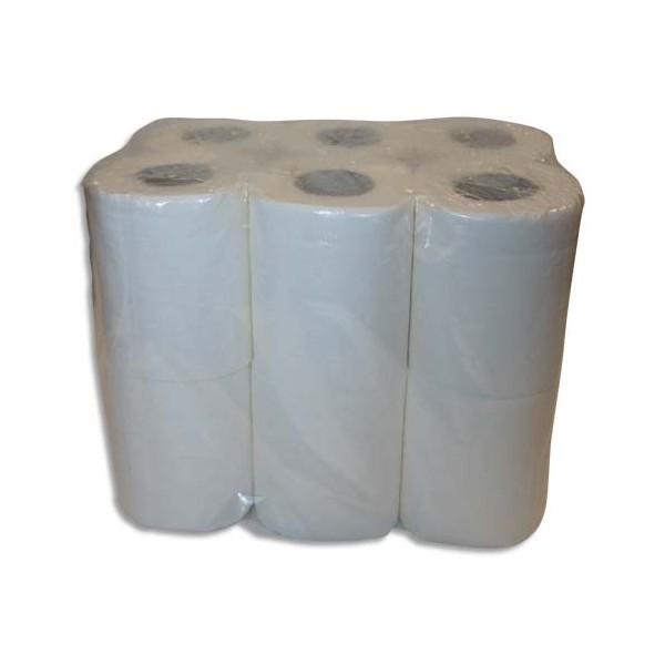 HYGIENE Colis de 4 paquets de 12 Rouleaux de Papier toilette pure ouate 2 plis 144 formats blancs