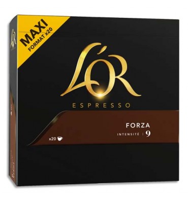 L'OR Boîte de 20 dosettes de 104g de café moulu corsé 100% Arabica Espresso Forza n°9