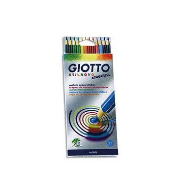 GIOTTO Etui de 12 crayons de couleur hexagonaux Stilnovo Aquarelle assortis diamètre 3,3 mm