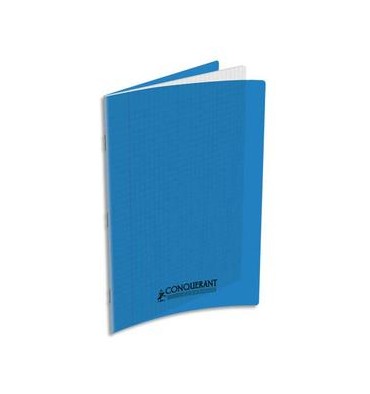 CONQUERANT Cahier A4, 48 pages, 90g, Seyès, couverture polypropylène bleue