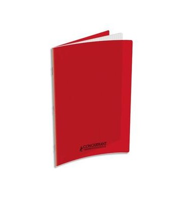 CONQUERANT Cahier A4, 48 pages, 90g, Seyès, couverture polypropylène rouge