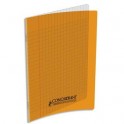CONQUERANT CLASSIQUE Cahier piqûre 17 x 22 cm 48 pages grands carreaux 90g. Couverture polypro orange