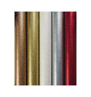 CLAIREFONTAINE Rouleau de papier cadeau métallisé uni pailleté 70g. 1,5 m x  0,7 mm. 5 coloris assortis