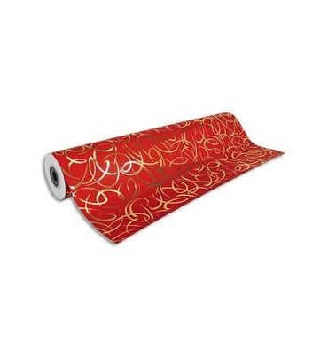 CLAIREFONTAINE Rouleau de papier cadeau Premium 80g. Spécial commerçant : 50 m x 0,7 mm. Rouge arabesque or