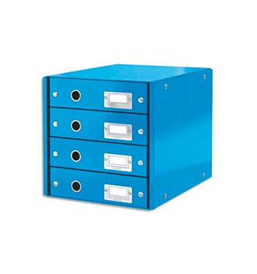 LEITZ Module de classement 4 tiroirs WOW en carton recouvert de polypropylène. Coloris bleu