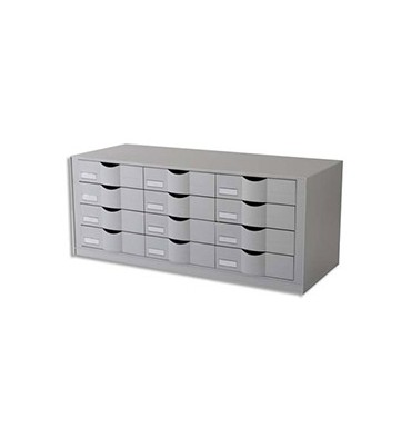PAPERFLOW Bloc classeur à 12 tiroirs pour documents 24 x 32 cm - 81,3 x 32,9 x 34,2 cm gris