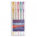 UNIBALL Pochette de 5 stylos bille à encre gel Electrics, couleurs pailletées assorties