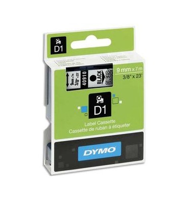 DYMO Ruban D1 Noir / Transparent 9 mm x 7 m - 40910
