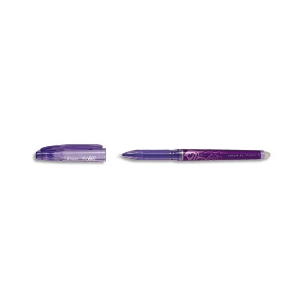 PILOT Roller FRIXION POINT, pointe hi-tec fine, s'efface à la gomme en bout de stylo, coloris violet
