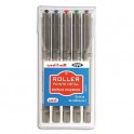 UNIBALL Pochette de 5 stylos roller Eye pointe métal moyenne encre liquide assortie