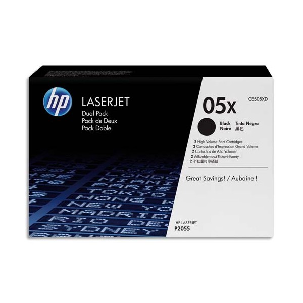 HP Twin Pack cartouches toner laser noir 05X - CE505XD