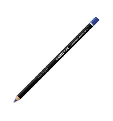 STAEDTLER Boîte de 12 crayons marqueur à sec permanent, toutes surfaces, coloris bleu GLASOCHROM