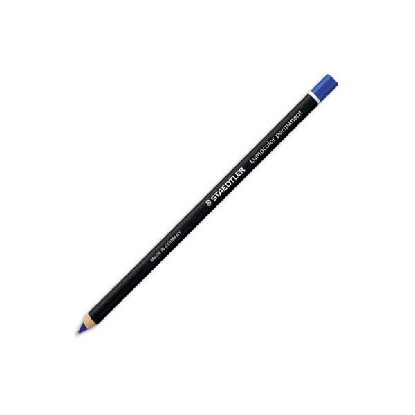 STAEDTLER Boîte de 12 crayons marqueur à sec permanent, toutes surfaces, coloris bleu GLASOCHROM