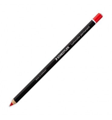 STAEDTLER Boîte de 12 crayons marqueur à sec permanent, toutes surfaces, coloris rouge GLASOCHROM