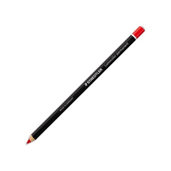 STAEDTLER Boîte de 12 crayons marqueur à sec permanent, toutes surfaces, coloris rouge GLASOCHROM