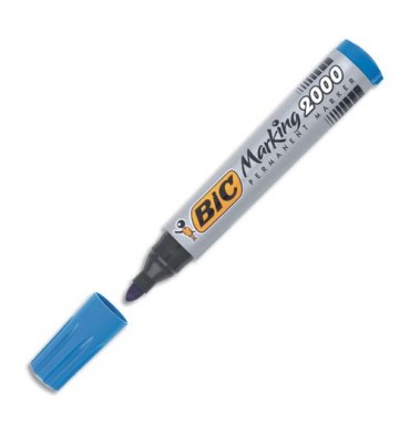 BIC Marqueur permanent pointe ogive corps plastique encre à base d’alcool bleue 2000