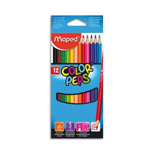 MAPED Pochette 12 crayons de couleur COLOR'PEPS. Coloris assortis