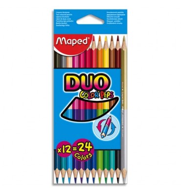 MAPED Pochette 12 crayons de couleurs COLOR'PEPS DUO. 1 crayon - 2 couleurs. Coloris assortis
