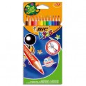 BIC KIDS Etui carton 12 crayons de couleur EVOLUTION. Longueur 17,5 cm. Coloris assortis