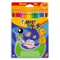 BIC KIDS Etui carton 18 crayons de couleur EVOLUTION. Longueur 17,5 cm. Coloris assortis