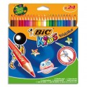 BIC KIDS Etui carton 24 crayons de couleur EVOLUTION. Longueur 17,5 cm. Coloris assortis