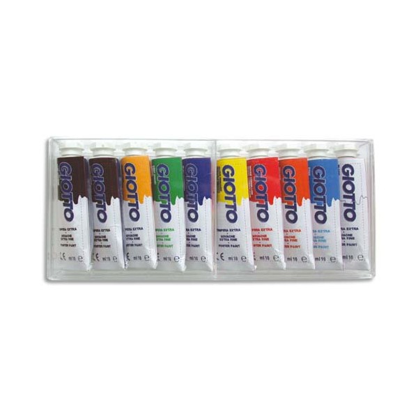 GIOTTO Boîte rigide packebordable de 10 tubes 10 ml de gouache, coloris assortis