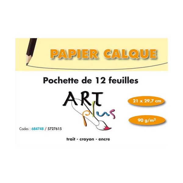 ART PLUS BY ARTLINE Pochette de 12 feuilles papier calque 90g format A4